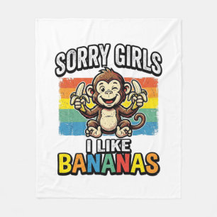 Fun Design met Apen en Bananen Vintage Gravure Shi Fleece Deken