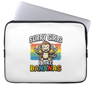 Fun Design met Apen en Bananen Vintage Gravure Shi Laptop Sleeve