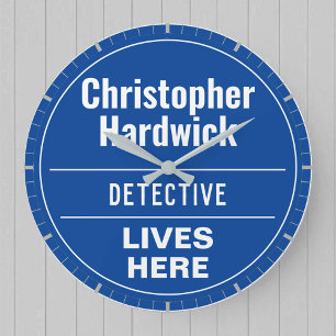 Fun Detective Wall Plaque Style Large Clock Grote Klok