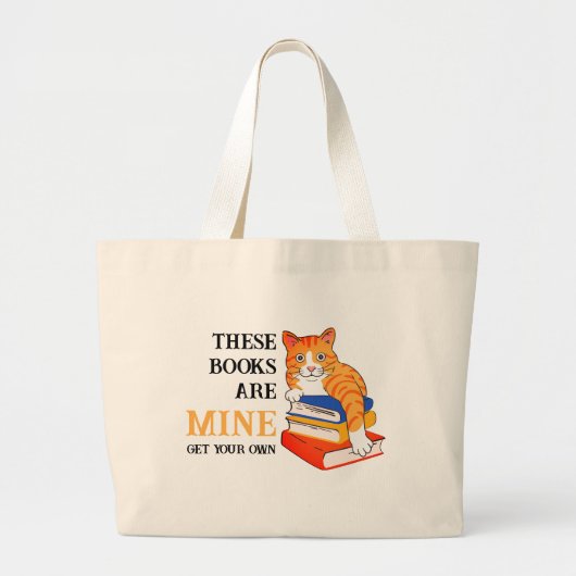 Fun DEZE BOEKEN ZIJN MINE leeskat Grote Tote Bag (Voorkant)