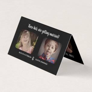 Fun "Deze Kinderen" foto slaat de datumkaart op Visitekaartje