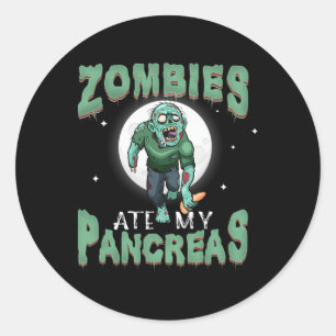 Fun Diabetes Awareness Zombies at mijn alvleesklie Ronde Sticker