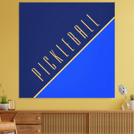 Fun Diagonaal Bold Blue Warm Pickleball-tekst Canvas Afdruk