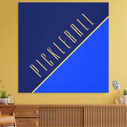 Fun Diagonaal Bold Blue Warm Pickleball-tekst Canvas Afdruk (Insitu (Woonkamer))