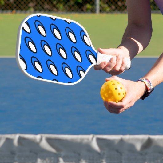 Fun Diagonaal Helderblauw, met een witte, zijdige  Pickleball Paddle (Insitu)