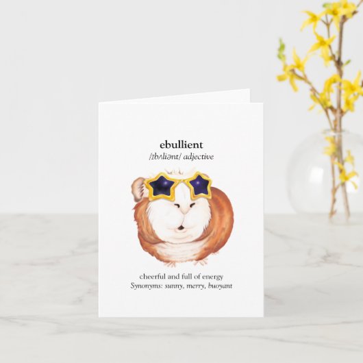 Fun Dictionary Guinea Pig Greetings Kaart (Gele Bloem)