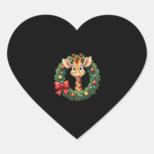 Fun dier giraffe meme gezicht feestelijke Kerst T- Hart Sticker (Voorkant)