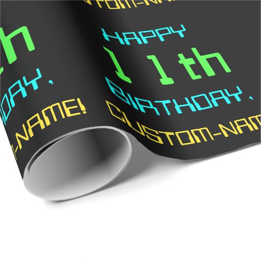 Fun Digital Computing Threaded 11th Birthday Cadeaupapier (Rol Hoek)