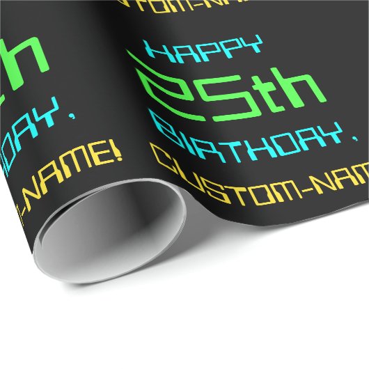 Fun Digital Computing Threaded 25th Birthday Cadeaupapier (Rol Hoek)