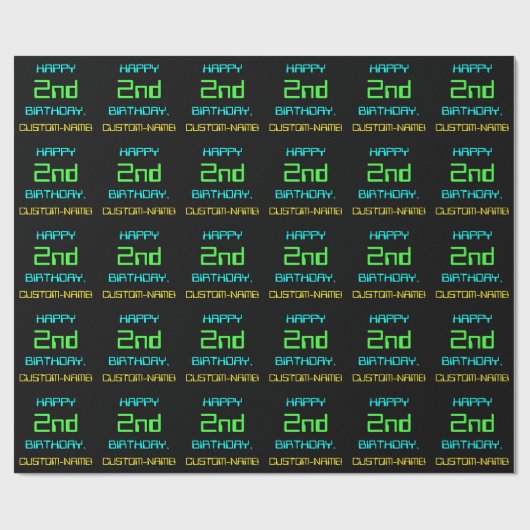 Fun Digital Computing Threaded 2e verjaardag Cadeaupapier (Vlak)