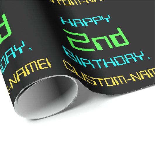 Fun Digital Computing Threaded 2e verjaardag Cadeaupapier (Rol Hoek)