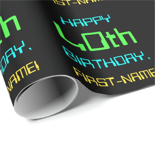 Fun Digital Computing Threaded 40th Birthday Cadeaupapier (Rol Hoek)