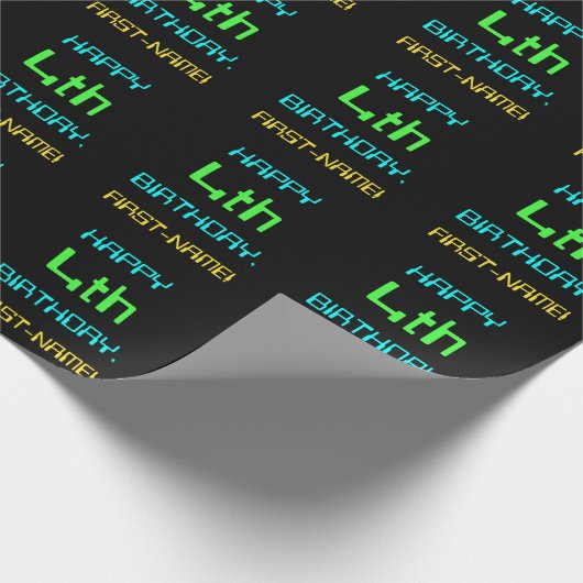 Fun Digital Computing Threaded 4th Birthday Cadeaupapier (Hoek)