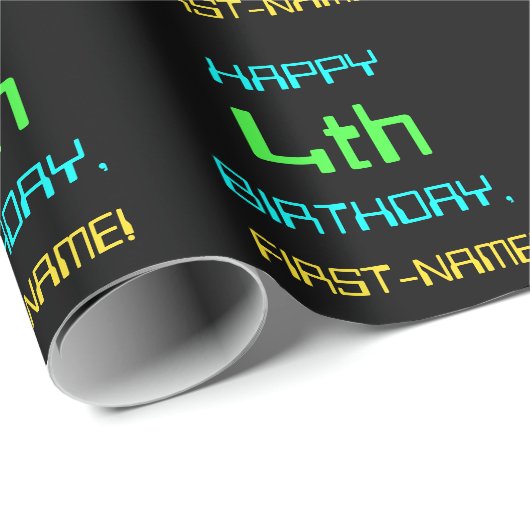 Fun Digital Computing Threaded 4th Birthday Cadeaupapier (Rol Hoek)