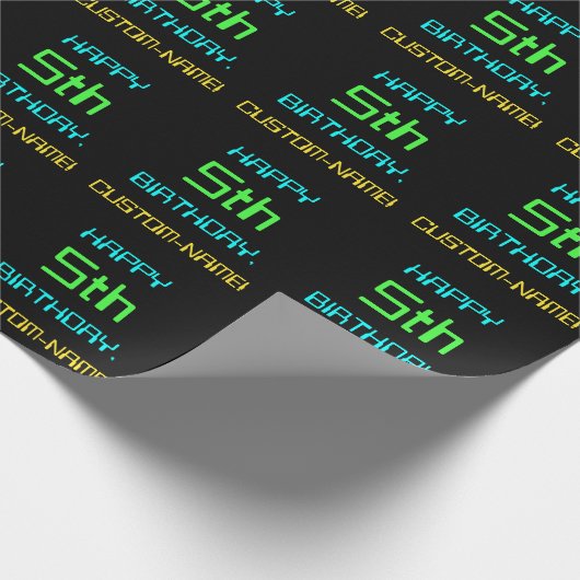 Fun Digital Computing Threaded 5th Birthday Cadeaupapier (Hoek)