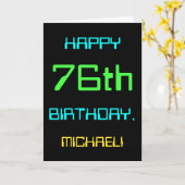 Fun Digital Computing Threaded 76th Birthday Kaart (Gele Bloem)