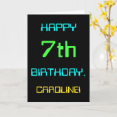 Fun Digital Computing Threaded 7th Birthday Kaart (Gele Bloem)