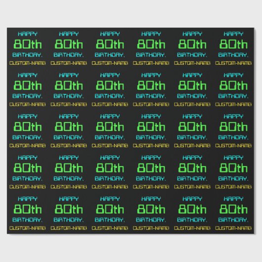 Fun Digital Computing Threaded 80th Birthday Cadeaupapier (Vlak)