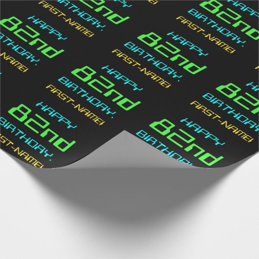 Fun Digital Computing Threaded 82e verjaardag Cadeaupapier (Hoek)