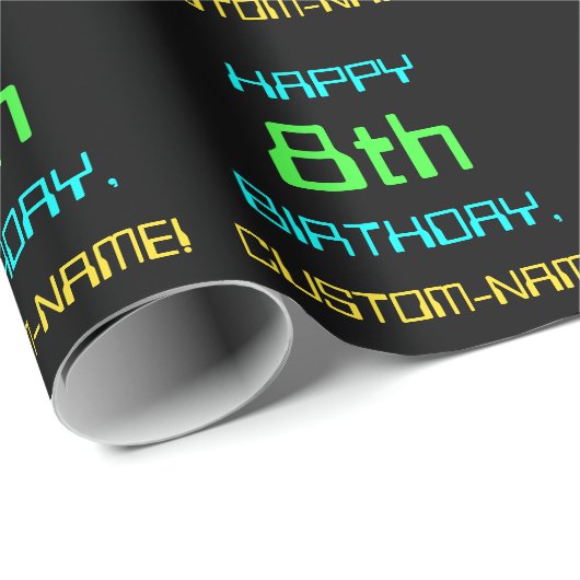 Fun Digital Computing Threaded 8th Birthday Cadeaupapier (Rol Hoek)