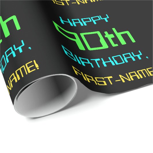 Fun Digital Computing Threaded 90th Birthday Cadeaupapier (Rol Hoek)