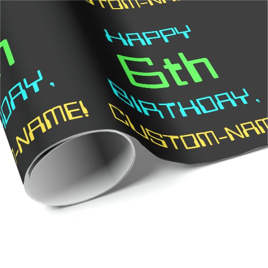 Fun Digital Computing Threated 6th Birthday Cadeaupapier (Rol Hoek)