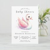 Fun Digital Swan Baby shower Kaart (Staand voorkant)