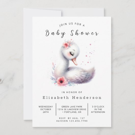 Fun Digital Swan Baby shower Kaart (Voorkant)