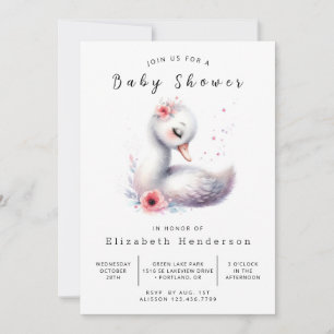 Fun Digital Swan Baby shower Kaart