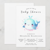 Fun Digital Whale Baby shower Kaart (Voorkant / Achterkant)