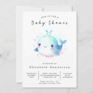 Fun Digital Whale Baby shower Kaart