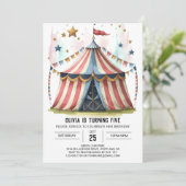 Fun Digital Whimsy Circus Verjaardag Kaart (Staand voorkant)