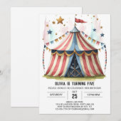 Fun Digital Whimsy Circus Verjaardag Kaart (Voorkant / Achterkant)