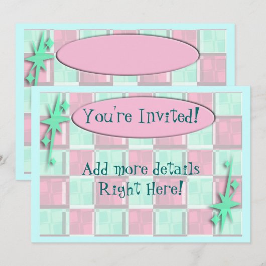 Fun Diner Style Retro Patroon Art Cute Kaart (Voorkant / Achterkant)