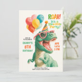 Fun Dino Birthday Party Design Kaart (Staand voorkant)