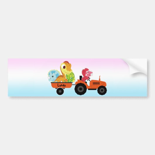 Fun DINO dinosaurus tractor Boerderij School Verja Bumpersticker (Voorkant)