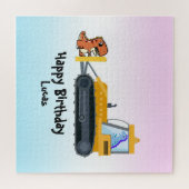 Fun DINO dinosaurus tractor Boerderij School Verja Legpuzzel (Horizontaal)