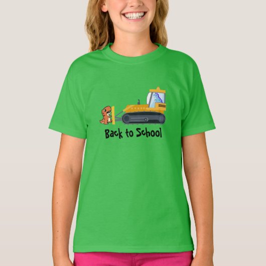 Fun DINO dinosaurus tractor Boerderij School Verja T-shirt (Voorkant)