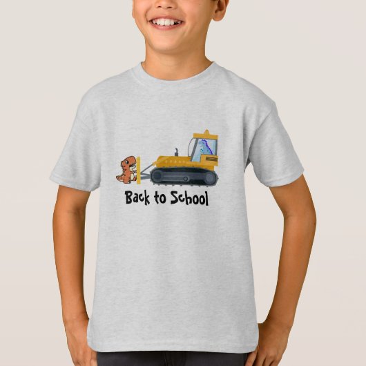 Fun DINO dinosaurus tractor Boerderij School Verja T-shirt (Voorkant)