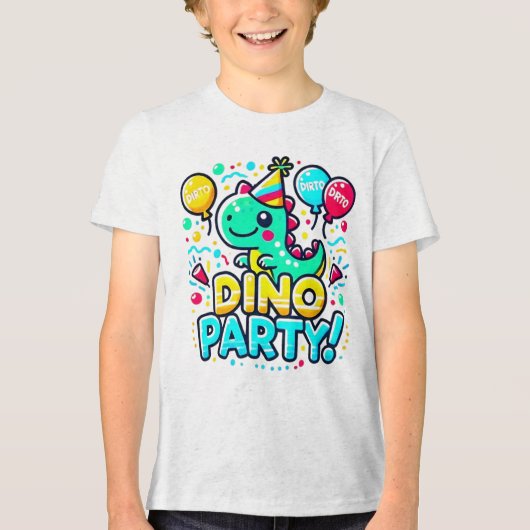 Fun Dino Party Design - Perfect voor verjaardagen  Tri-Blend Shirt (Voorkant)