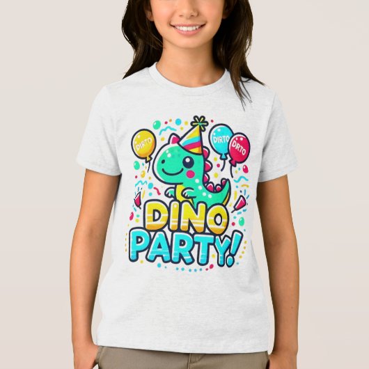 Fun Dino Party Design - Perfect voor verjaardagen  Tri-Blend Shirt (Voorkant)