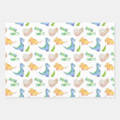 Fun Dino Party Dinosaur Stippen Lines Cute Kinder Inpakpapier Vel (Voorkant)