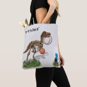 Fun Dinosaur Art: "Stop me in Coach" Tote Bag (Dichtbij)