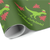 Fun dinosaur elf kerstcadeaupapier voor kinderen cadeaupapier (Rol Hoek)