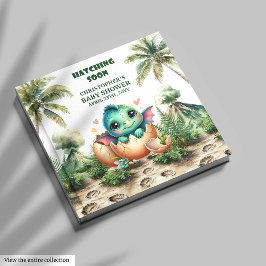 Fun Dinosaur Hatching Soon Baby shower Gastboek Gastenboek