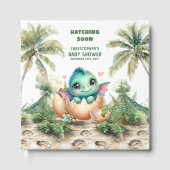 Fun Dinosaur Hatching Soon Baby shower Gastboek Gastenboek (Voorkant)