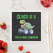 Fun Dinosaur monstertruck gepersonaliseerde verjaa Servet (Insitu)