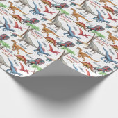 Fun Dinosaur Parade Kind Birthday Cadeaupapier (Hoek)