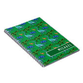 Fun Dinosaur Pattern Kinder Green Name School Notitieboek (Rechterzijde)