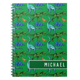 Fun Dinosaur Pattern Kinder Green Name School Notitieboek